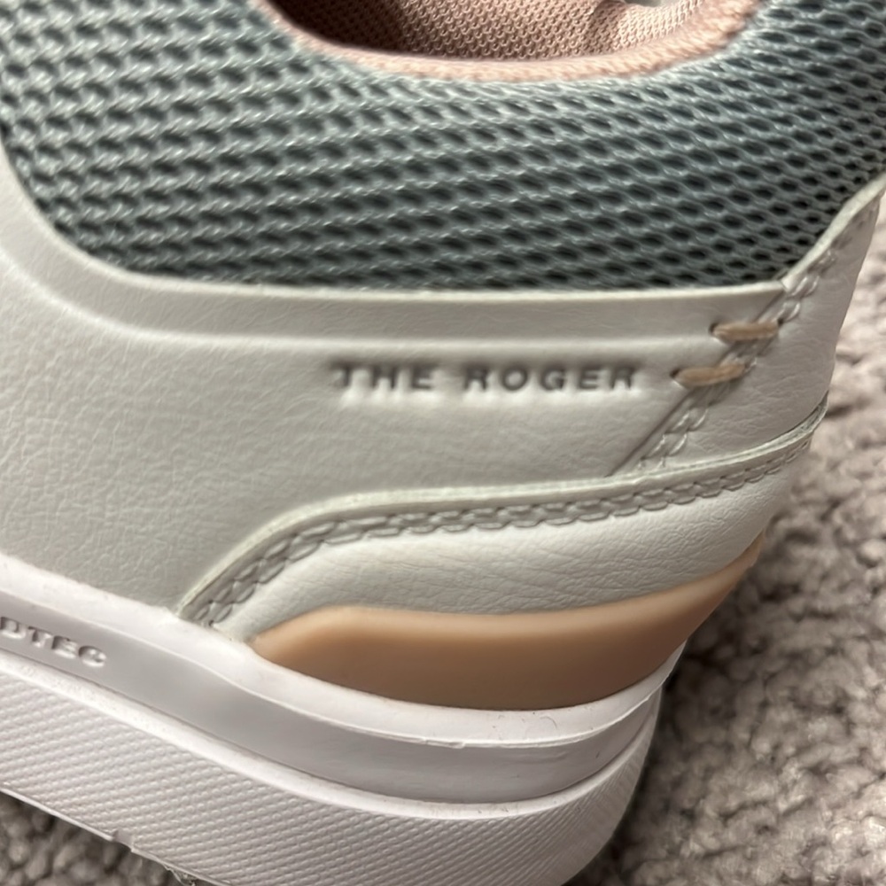 On Running White Sneakers with Light Gray and Blush Accents - Picture 2 of 8